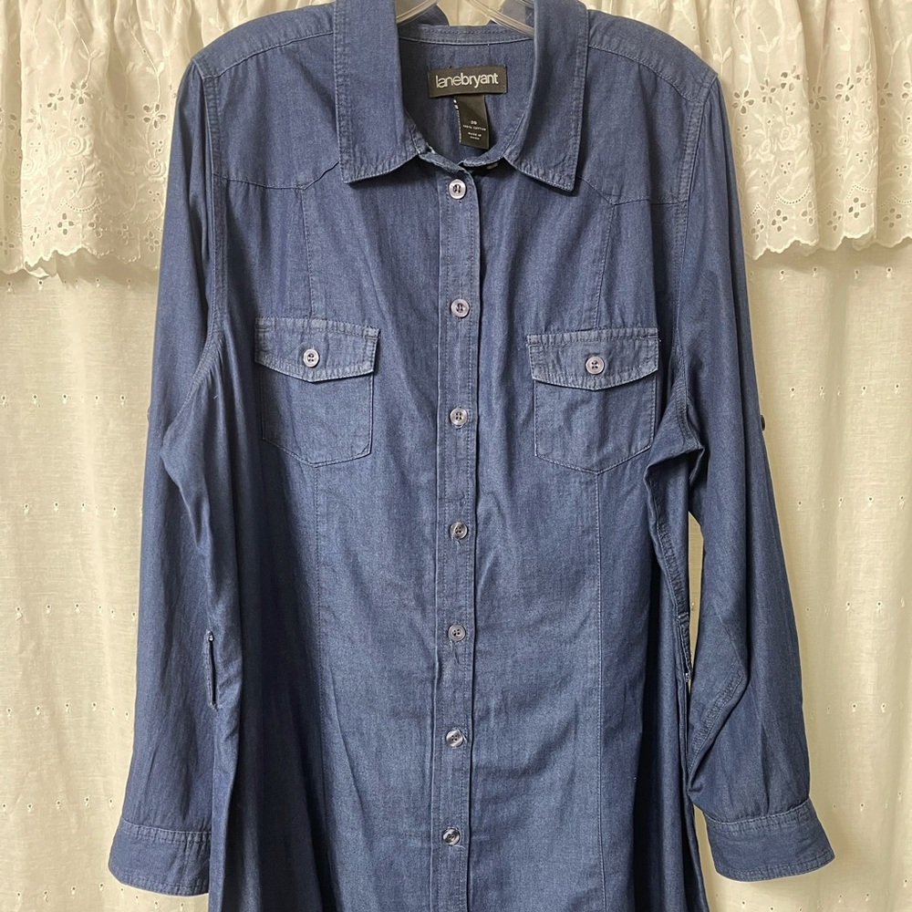 Denim button-front dress